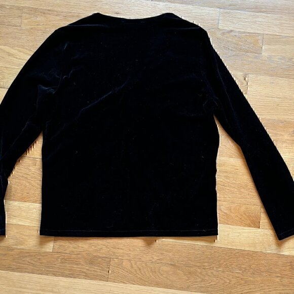 Y2K late 90s Vintage Velvet Black Cardigan Shrug Small - Picture 2 of 7